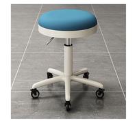 FXLUHAY Sedia a sella con ruote, sgabello girevole regolabile, sgabello idraulico for spa, salone, ufficio, negozio, sedia da lavoro girevole in pelle rotonda(Blue)