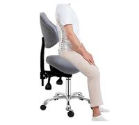 FXLUHAY Sedia a sella con supporto for schienale inclinabile, sgabello girevole for salone di bellezza, sgabello a sella resistente for massaggi estetici dentali(Light Gray)