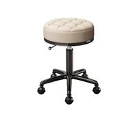 FXLUHAY Sedia a sella for parrucchiere, sgabello alto, altezza 19"-25", sgabello con ruote, sedia for ciglia, indispensabile for il salone(White)