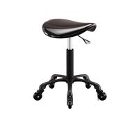 FXLUHAY Sedia a sella, sgabelli girevoli con ruote, altezza regolabile, superficie in pelle a specchio, sgabello girevole for parrucchieri(Black)