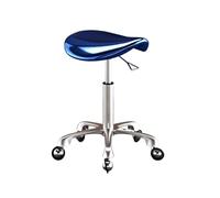 FXLUHAY Sedia a sella, sgabelli girevoli con ruote, altezza regolabile, superficie in pelle a specchio, sgabello girevole for parrucchieri(Blue)