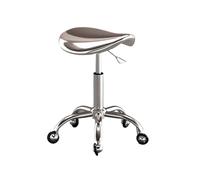 FXLUHAY Sedia a sella, sgabelli girevoli con ruote, altezza regolabile, superficie in pelle a specchio, sgabello girevole for parrucchieri(Silver)