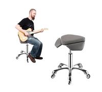 FXLUHAY Sedia a sella, sgabello a sella con sollevamento idraulico, sedia da ufficio a sella for clinica odontoiatrica, laboratorio, parrucchiere, elegante sedia da salone di estetica(Dark Gray)