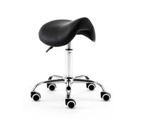FXLUHAY Sedia con rotelle e sgabello in pelle, sedia con rotelle alta for clinica, dentista, spa, centri massaggi, studio(Black)