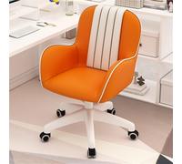 FXLUHAY Sedia da toeletta ad altezza regolabile con ruote - Comoda sedia da scrivania in pelle for piccoli spazi Perfetta for ragazze e donne Ideale for trucco e sala studio(Orange)