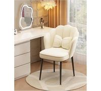 FXLUHAY Sedia da toeletta con schienale a petalo e cuscino a farfalla - Elegante sedia for il trucco Gambe nere/dorate Poltrona elegante for sala da pranzo e uso di bellezza(White)