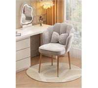 FXLUHAY Sedia da toeletta con schienale a petalo e cuscino a farfalla - Elegante sedia for il trucco Gambe nere/dorate Poltrona elegante for sala da pranzo e uso di bellezza(Grey)