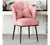 FXLUHAY Sedia da toeletta moderna in velluto - Elegante sedia da scrivania for ufficio senza ruote Sedia da trucco imbottita carina Sedia da pranzo in stile for camera da letto Soggiorno Cucina(Pink)