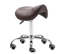 FXLUHAY Sedia ergonomica professionale con ruote nere for clinica, spa, salone, sgabello girevole regolabile in altezza con ruote e seduta viola(Brown)