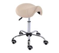 FXLUHAY Sedia girevole con rotelle a forma di sella, sedia a forma di sella for clinica di massaggi, spa, salone di bellezza, con ruote e altezza regolabile(Beige)