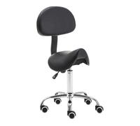 FXLUHAY Sedia girevole con rotelle e supporto for la schiena, sedia regolabile con meccanismo a gas for clinica, parrucchiere, laboratorio, cucina, ufficio domestico(Black)