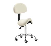 FXLUHAY Sedia girevole con rotelle e supporto for la schiena, sedia regolabile con meccanismo a gas for clinica, parrucchiere, laboratorio, ufficio domestico(White)