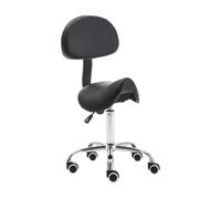 FXLUHAY Sedia girevole con sgabello idraulico e supporto for la schiena, ruote, sedia regolabile con sollevamento a gas for clinica, parrucchiere, laboratorio, cucina, ufficio domestico(Black)