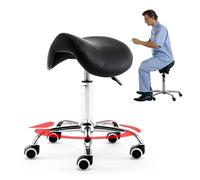 FXLUHAY Sedia girevole professionale for dentisti, sgabello girevole regolabile for salone, sedia elevatrice for impieghi gravosi(Black)