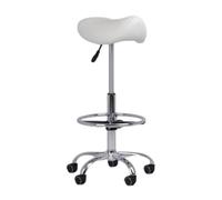 FXLUHAY Sedia medica bianca con sgabello a sella su ruote, girevole da 66-87 cm for studi dentistici di bellezza, tatuaggi e ciglia, seduta comoda