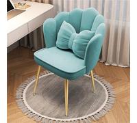 FXLUHAY Sedia regolabile con accenti petalo in velluto, girevole a 360°, sedia da ufficio e for il trucco, sedia da scrivania imbottita for soggiorno, camera da letto e vanità(Blue,Golden Legs)