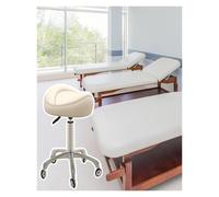 FXLUHAY Sedia sgabello a sella con massaggio, sgabello girevole regolabile in altezza for parrucchieri e onicotecnici, rotelle scorrevoli(Beige)