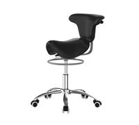 FXLUHAY Sedia sgabello a sella con pedale, sedia con supporto for la schiena, altezza regolabile, capacità di carico 132 libbre for ufficio, salone, negozio(Black)