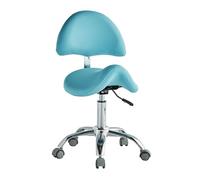 FXLUHAY Sedia sgabello a sella con pedale, sedia con supporto for la schiena, capacità di carico 220 libbre for ufficio, salone, negozio, altezza regolabile(Blue)