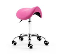 FXLUHAY Sedia sgabello a sella con ruote idrauliche in pelle, comoda, alta 19"~23" for clinica, dentista, spa, centri massaggi, studio(Rose Red)