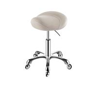 FXLUHAY Sedia sgabello a sella, sgabello ergonomico con ruote, altezza e cuscino morbido e confortevole for casa, ufficio, salone, negozio(White)