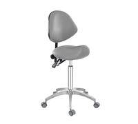 FXLUHAY Sedia sgabello con ruote e schienale girevole, altezza regolabile for salone, spa, bellezza, massaggi, clinica odontoiatrica, uso domestico e ufficio(Grey)