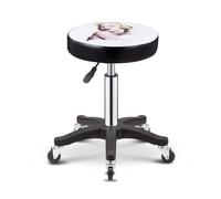 FXLUHAY Sedia sgabello con ruote, sgabello da massaggio Master con seduta in similpelle PU blu, altezza regolabile 54~68 cm, peso supportato 160 kg(Style#5)