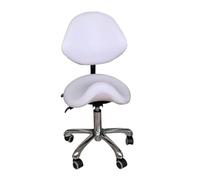 FXLUHAY Sedia sgabello da sella pesante con ruote e schienale girevole regolabile in altezza for salone spa bellezza massaggi clinica dentistica uso ufficio domestico(White)