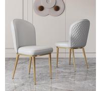FXLUHAY Sedie da pranzo in ecopelle, sedie laterali imbottite senza braccioli con schienale curvo e gambe in metallo, sedie for il tempo libero in stile for sala da pranzo e soggiorno(Grey)