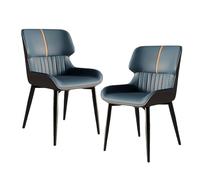FXLUHAY Sedie da pranzo, sedie laterali moderne imbottite della metà del secolo con schienale curvo e gambe in metallo for cucina e soggiorno(Blue,Set of 2)