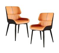 FXLUHAY Sedie da pranzo, sedie laterali moderne imbottite della metà del secolo con schienale curvo e gambe in metallo for cucina e soggiorno(Orange,Set of 2)