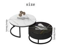 FXLUHAY Set di 2 tavolini da caffè, design moderno rotondo con piano effetto marmo e 2 cassetti, ideale for l'arredamento del soggiorno(4)