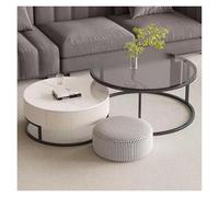 FXLUHAY Set di 2 tavolini da caffè impilabili, tavolini da caffè rotondi moderni, tavolino da caffè con design circolare in legno for soggiorno, balcone, ufficio