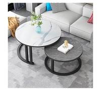 FXLUHAY Set di 2 tavolini rotondi in marmo - Tavolini impilabili for soggiorno e ufficio - Eleganti tavolini laterali dal design moderno(A,80CM)