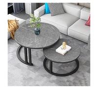 FXLUHAY Set di 2 tavolini rotondi in marmo - Tavolini impilabili for soggiorno e ufficio - Eleganti tavolini laterali dal design moderno(C,70CM)