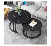 FXLUHAY Set di 2 tavolini rotondi in marmo - Tavolini impilabili for soggiorno e ufficio - Eleganti tavolini laterali dal design moderno(E,80CM)