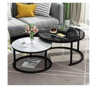 FXLUHAY Set di tavolini rotondi da caffè, tavolini laterali impilabili, tavolo da cocktail moderno for soggiorno, camera da letto(Black Frame+Style C)