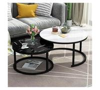 FXLUHAY Set di tavolini rotondi da caffè, tavolini laterali impilabili, tavolo da cocktail moderno for soggiorno, camera da letto(Black Frame+Style D)