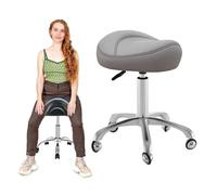 FXLUHAY Sgabelli da salone regolabili con rotelle, sedia a rotelle con rotelle for igienista dentale, sedia da ufficio professionale for ospedale Star of Light(Light Gray)