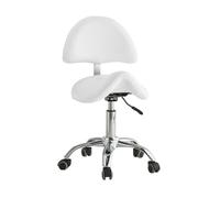 FXLUHAY Sgabello a forma di sella con pedale, sedia con supporto for la schiena, altezza, capacità di carico 220 libbre for ufficio, salone, negozio(White)