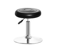 FXLUHAY Sgabello a sella con 5 ruote, senza schienale, cuscino in pelle, sedia idraulica for spa, salone, studio medico, tatuaggio(A Round Bottom Black)