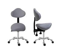 FXLUHAY Sgabello a sella con inclinazione, sgabello da ufficio a forma di sella, sgabello da salone alto 21"~26" for toelettatura cani da terapista(Light Gray)