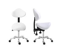 FXLUHAY Sgabello a sella con inclinazione, sgabello ergonomico da ufficio a forma di sella, sgabello da salone alto 21"~26" for toelettatura cani da terapista(White)