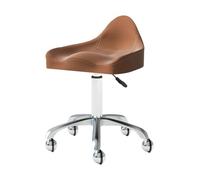 FXLUHAY Sgabello a sella con schienale, sgabello girevole ergonomico for taglio da salone, sedia a sella sollevabile con cerchi in lega, for parrucchiere, ufficio domestico(Brown)