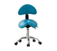 FXLUHAY Sgabello a sella con sedia a pedale con supporto for la schiena, sgabello girevole for taglio da salone for ufficio, salone, negozio, altezza regolabile(Blue)