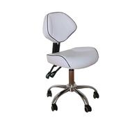 FXLUHAY Sgabello a Sella con Supporto for la Schiena, Sedia da Ufficio Idraulica, Rotolamento a 360°, Altezza Regolabile for Uso Domestico e in Ufficio, Supporta Fino a 440LBS(White1)