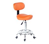 FXLUHAY Sgabello a sella ergonomico con schienale e rotelle, sedia con rotelle ad altezza regolabile for ufficio, officina e uso domestico(Orange)