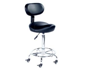 FXLUHAY Sgabello a sella ergonomico con schienale e rotelle, sedia con rotelle ad altezza regolabile for ufficio, officina e uso domestico(Black)
