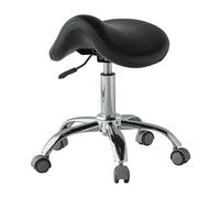 FXLUHAY Sgabello a sella ergonomico regolabile con ruote idrauliche, sgabello professionale con rotelle for comfort e supporto in ambienti medici e dentistici(Black)