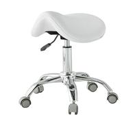 FXLUHAY Sgabello a sella ergonomico regolabile con ruote idrauliche, sgabello professionale con rotelle for comfort e supporto in ambienti medici e dentistici(White)